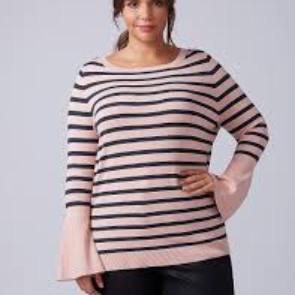 LANE BRYANT BELL SLEEVE STRIPED SWEATER NWT